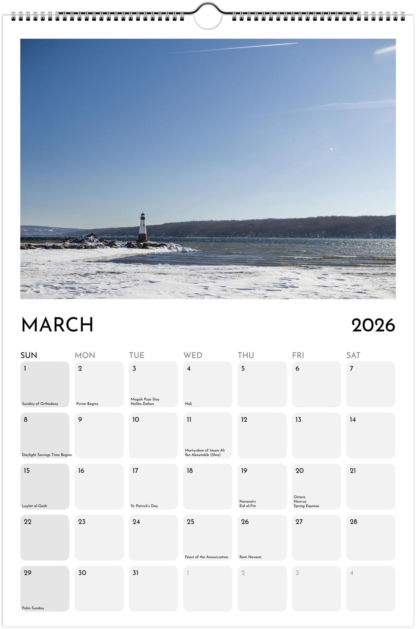 Shoreline Dreams Ledger Wall Calendar 2026 (US & CANADA)